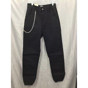 Women's Trendy Slim Fit Belted Cargo Pants with Stretchy Spandex Size Large Blac